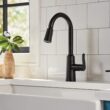 Moen Edwyn Matte Black Single Handle Deck-mount Pull-down Kitchen Faucet with Sprayer ( Deck Plate Included ) (Soap Dispenser Included)
