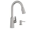 Moen Edwyn Spot Resist Stainless Single Handle Deck-mount Pull-down Kitchen Faucet with Sprayer ( Deck Plate Included ) (Soap Dispenser Included)