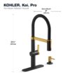 KOHLER Koi Pre-Rinse Spring Matte Black w/Moderne Brass Single Handle Deck-mount Pull-down Kitchen Faucet with Sprayer ( Deck Plate Included ) (Soap Dispenser Included)