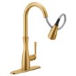Moen Arlia Brushed Gold Single Handle Deck-mount Pull-down Kitchen Faucet with Sprayer ( Deck Plate Included )