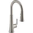 KOHLER Tone Vibrant Stainless Single Handle Deck-mount Pull-down Kitchen Faucet with Sprayer