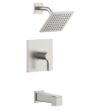 Origin 21 Veda Brushed Nickel 1-handle Single function 6-in Square Bathtub and shower Faucet with Valve