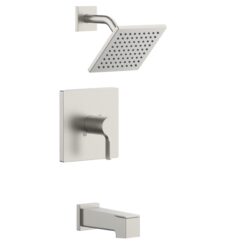 Origin 21 Veda Brushed Nickel 1-handle Single function 6-in Square Bathtub and shower Faucet with Valve