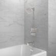 Origin 21 Veda Brushed Nickel 1-handle Single function 6-in Square Bathtub and shower Faucet with Valve