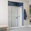 Sterling Deluxe Silver 54-in to 60-in W x 70-in H Framed Bypass Sliding Shower door 1/8-in Thick Rain Glass Sterling Deluxe Silver 54-in to 60-in W x 70-in H Framed Bypass Sliding Shower door 1/8-in Thick Rain Glass