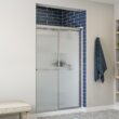Sterling Deluxe Silver 54-in to 60-in W x 70-in H Framed Bypass Sliding Shower door 1/8-in Thick Rain Glass Sterling Deluxe Silver 54-in to 60-in W x 70-in H Framed Bypass Sliding Shower door 1/8-in Thick Rain Glass