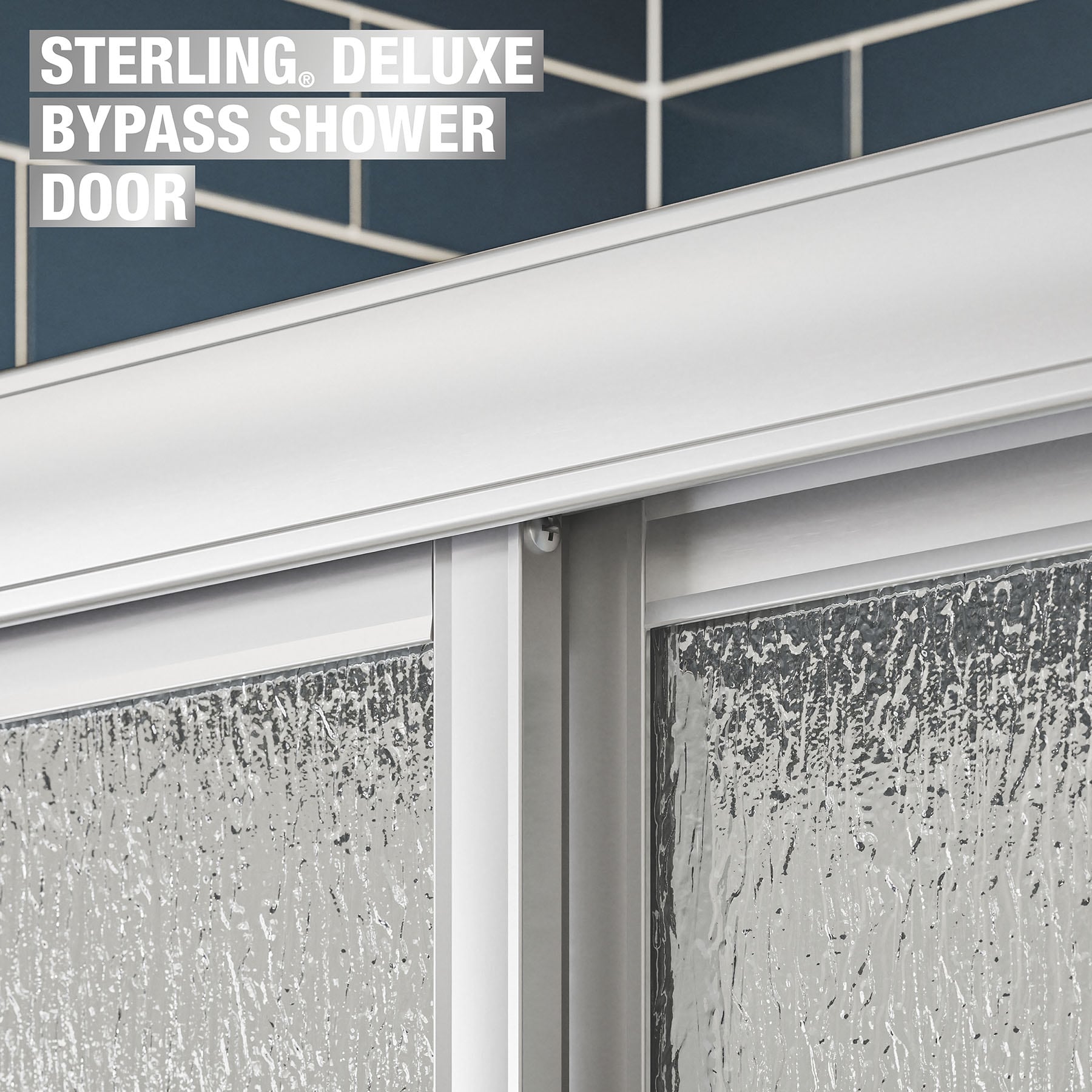 Sterling Deluxe Silver 54-in to 60-in W x 70-in H Framed Bypass Sliding Shower door 1/8-in Thick Rain Glass Sterling Deluxe Silver 54-in to 60-in W x 70-in H Framed Bypass Sliding Shower door 1/8-in Thick Rain Glass