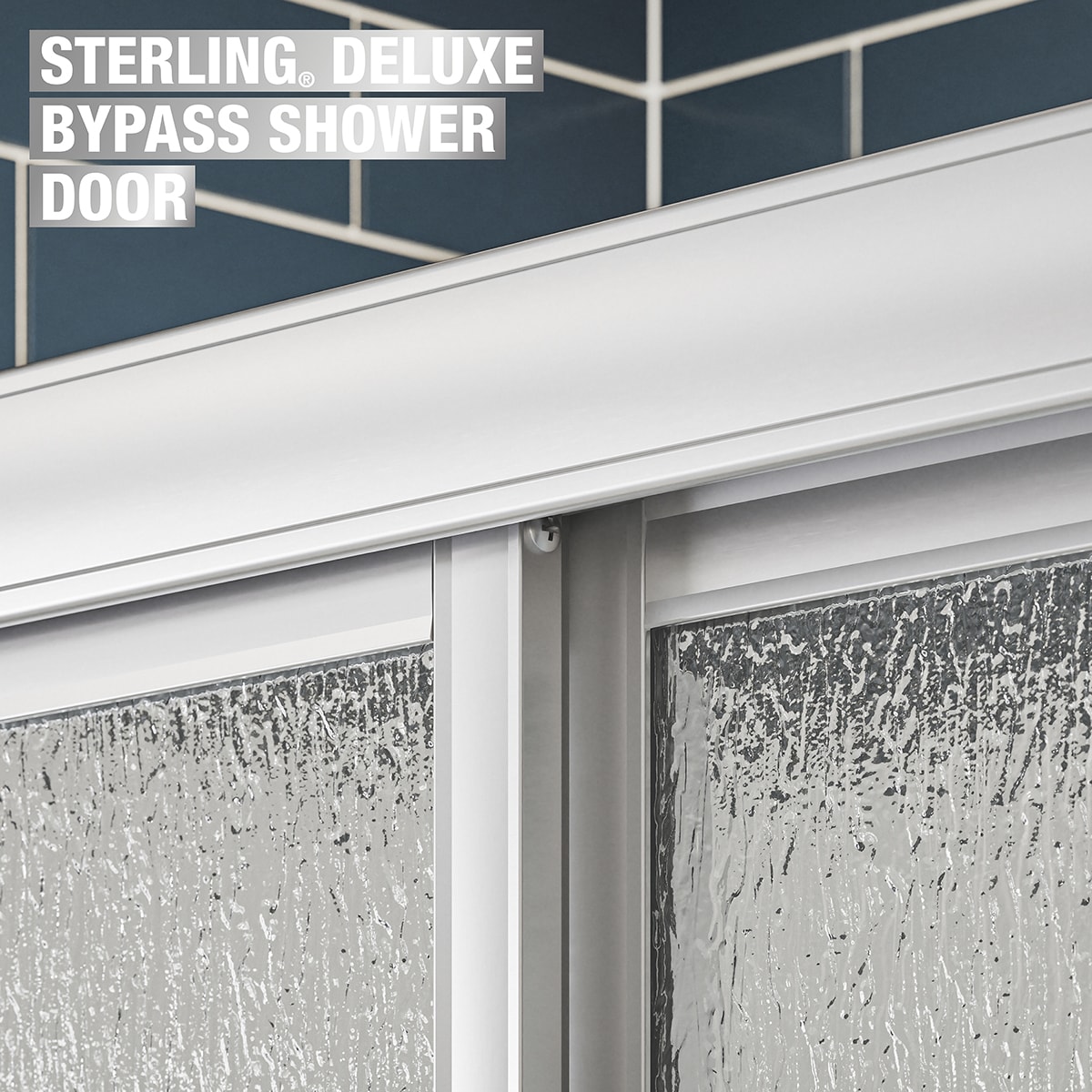 Sterling Deluxe Silver 54-in to 60-in W x 70-in H Framed Bypass Sliding Shower door 1/8-in Thick Rain Glass Sterling Deluxe Silver 54-in to 60-in W x 70-in H Framed Bypass Sliding Shower door 1/8-in Thick Rain Glass