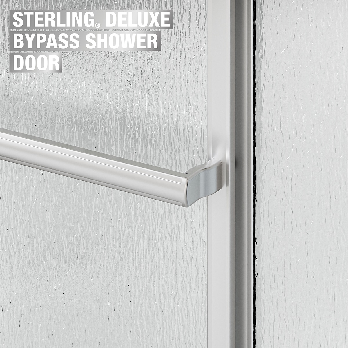 Sterling Deluxe Silver 54-in to 60-in W x 70-in H Framed Bypass Sliding Shower door 1/8-in Thick Rain Glass Sterling Deluxe Silver 54-in to 60-in W x 70-in H Framed Bypass Sliding Shower door 1/8-in Thick Rain Glass