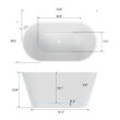 Vanity Art 29.5-in x 59-in White/Brushed Nickel Acrylic Oval Freestanding Soaking bathtub ( Center Drain )