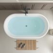 Vanity Art 29.2-in x 54-in White/Polished Chrome Acrylic Oval Freestanding Soaking bathtub ( Center Drain )