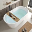 Vanity Art 29.2-in x 54-in White/Polished Chrome Acrylic Oval Freestanding Soaking bathtub ( Center Drain )