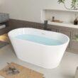 Vanity Art 29.2-in x 54-in White/Polished Chrome Acrylic Oval Freestanding Soaking bathtub ( Center Drain )
