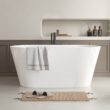 Vanity Art 29.2-in x 54-in White/Brushed Nickel Acrylic Oval Freestanding Soaking bathtub ( Center Drain )