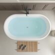 Vanity Art 29.2-in x 54-in White/Brushed Nickel Acrylic Oval Freestanding Soaking bathtub ( Center Drain )