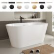 Vanity Art 29.2-in x 54-in White/Brushed Nickel Acrylic Oval Freestanding Soaking bathtub ( Center Drain )