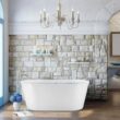 AKDY Freestanding Bathtub 28.7-in x 53.9-in Glossy White Acrylic Oval Freestanding Soaking bathtub with Drain ( Center Drain )