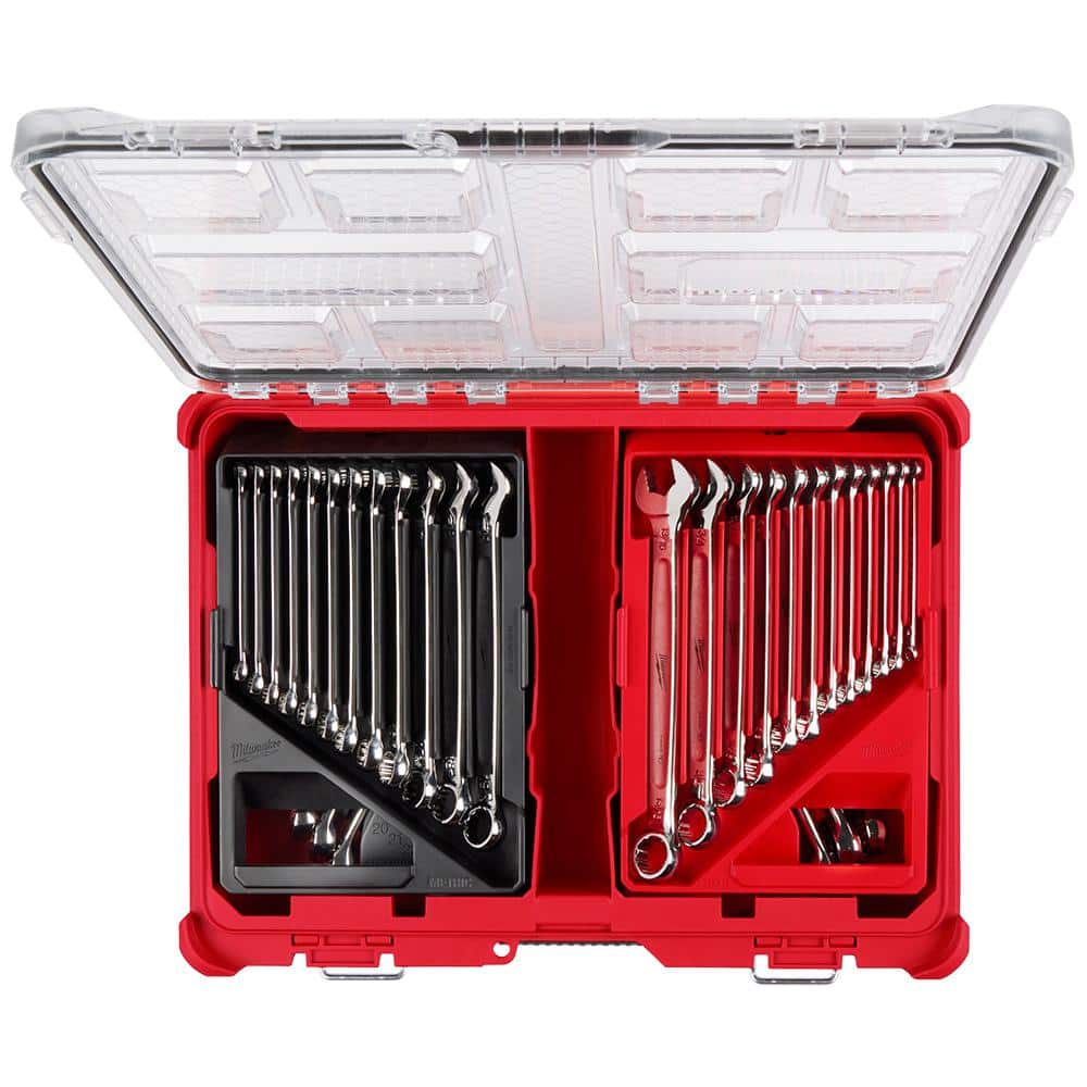 Milwaukee Metric/SAE Combination Wrench Set with PACKOUT Organizer (30-Piece) 48-22-9485 Milwaukee Metric/SAE Combination Wrench Set with PACKOUT Organizer (30-Piece) 48-22-9485