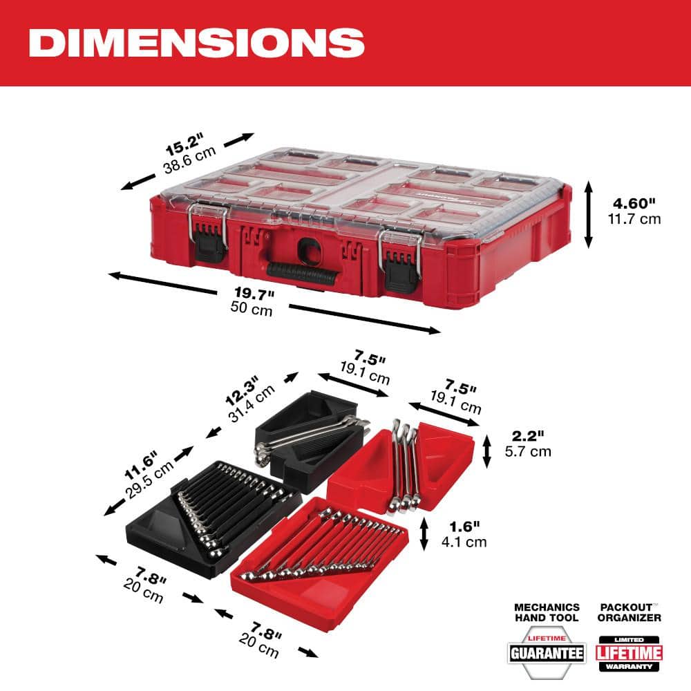 Milwaukee Metric/SAE Combination Wrench Set with PACKOUT Organizer (30-Piece) 48-22-9485 Milwaukee Metric/SAE Combination Wrench Set with PACKOUT Organizer (30-Piece) 48-22-9485