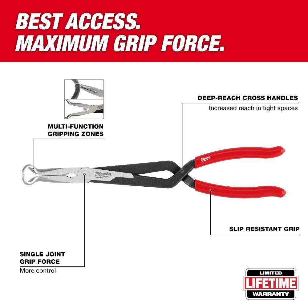 Milwaukee Long Needle Nose Pliers Set with Hose Grip and Slip Resistant Grip (3-Piece) 48-22-6563 Milwaukee Long Needle Nose Pliers Set with Hose Grip and Slip Resistant Grip (3-Piece) 48-22-6563