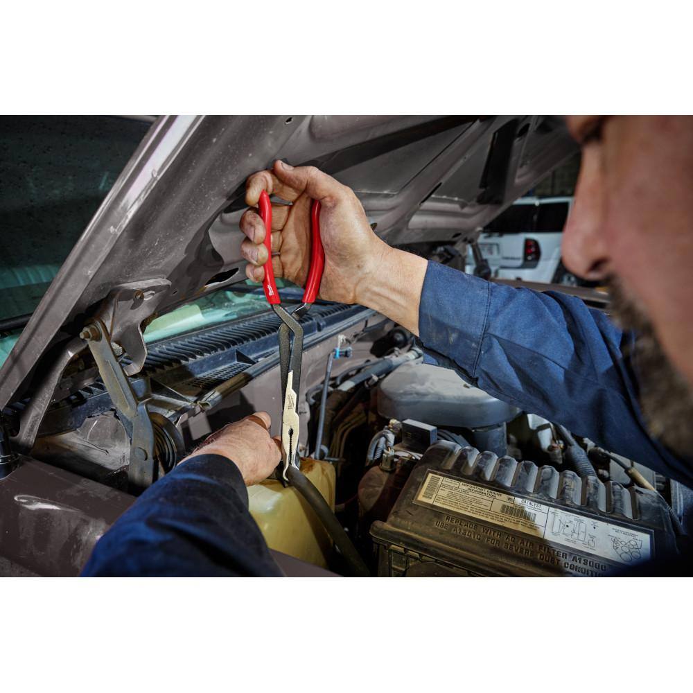 Milwaukee Long Needle Nose Pliers Set with Hose Grip and Slip Resistant Grip (3-Piece) 48-22-6563 Milwaukee Long Needle Nose Pliers Set with Hose Grip and Slip Resistant Grip (3-Piece) 48-22-6563
