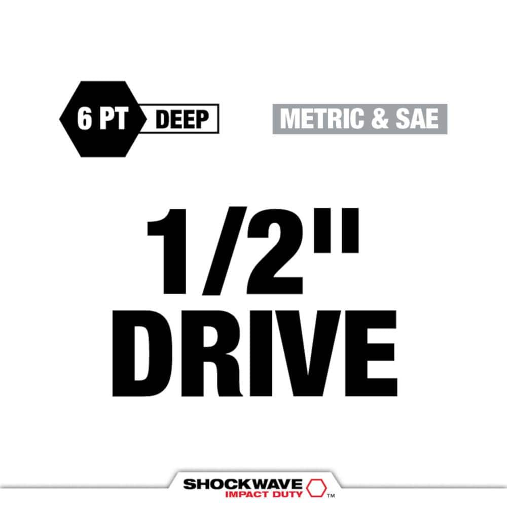 Milwaukee SHOCKWAVE Impact-Duty 1/2 in. Drive Deep SAE & Metric Lug Nut Impact Socket Set (9-Piece) 49-66-7832 Milwaukee SHOCKWAVE Impact-Duty 1/2 in. Drive Deep SAE & Metric Lug Nut Impact Socket Set (9-Piece) 49-66-7832