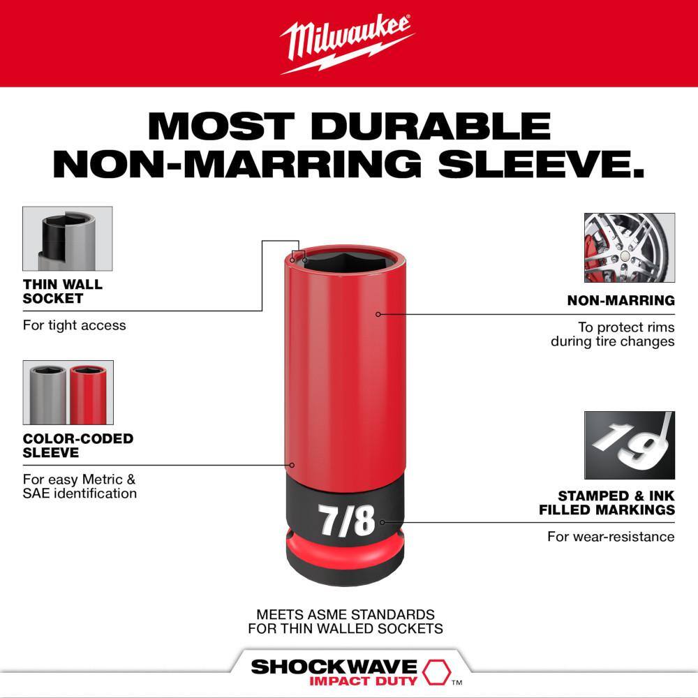Milwaukee SHOCKWAVE Impact-Duty 1/2 in. Drive Deep SAE & Metric Lug Nut Impact Socket Set (9-Piece) 49-66-7832 Milwaukee SHOCKWAVE Impact-Duty 1/2 in. Drive Deep SAE & Metric Lug Nut Impact Socket Set (9-Piece) 49-66-7832