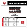 Milwaukee SHOCKWAVE 1/2 in. Drive SAE 6 Point Impact Socket Set (12-Piece) 49-66-7010