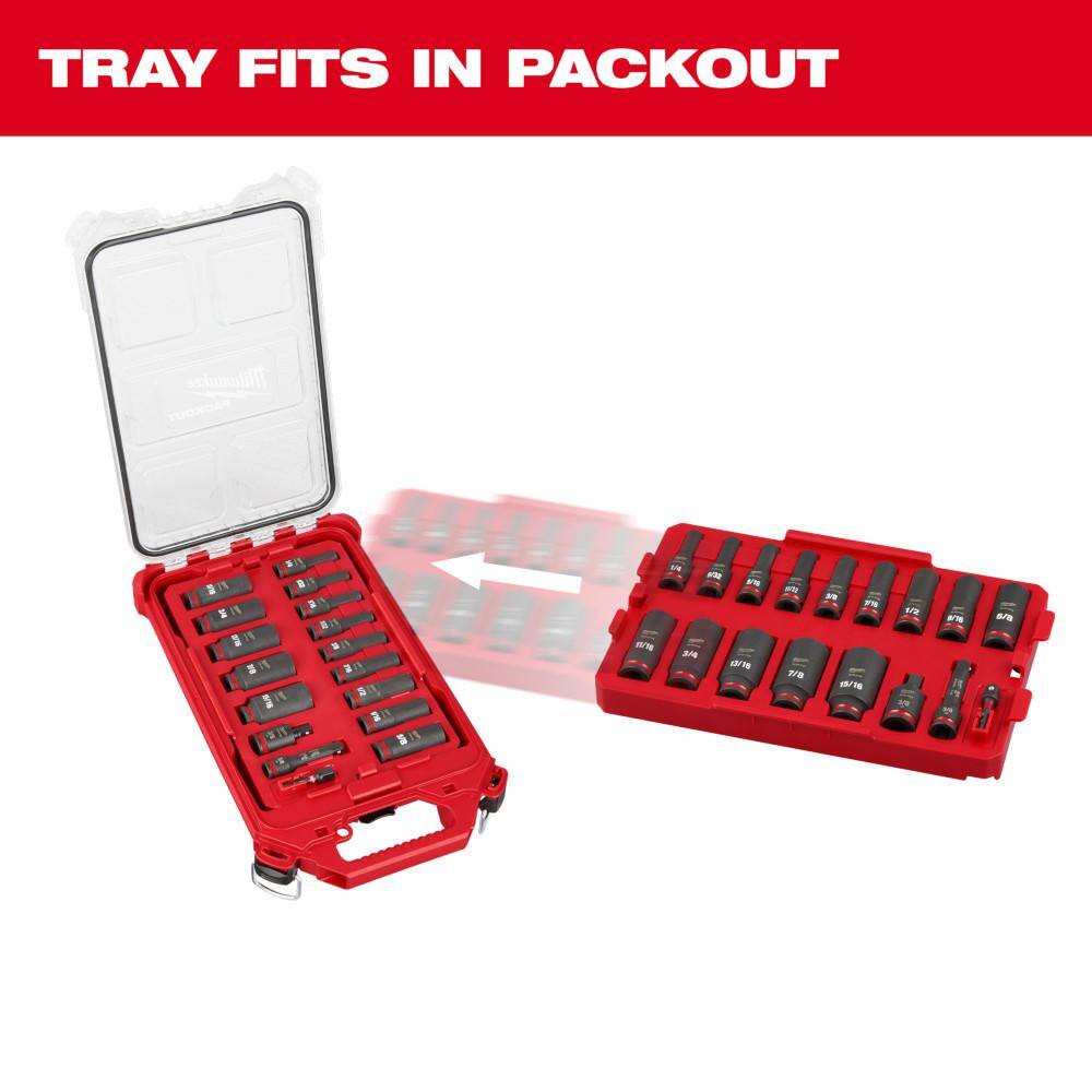Milwaukee SHOCKWAVE Impact-Duty 3/8 in. Drive SAE Deep Well Impact Socket Set (17-Piece) 49-66-6815 Milwaukee SHOCKWAVE Impact-Duty 3/8 in. Drive SAE Deep Well Impact Socket Set (17-Piece) 49-66-6815