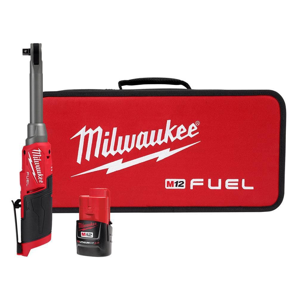 Milwaukee M12 FUEL 12V Lithium-Ion Brushless Cordless 3/8 in. Extended Reach High Speed Ratchet Kit 2569-21