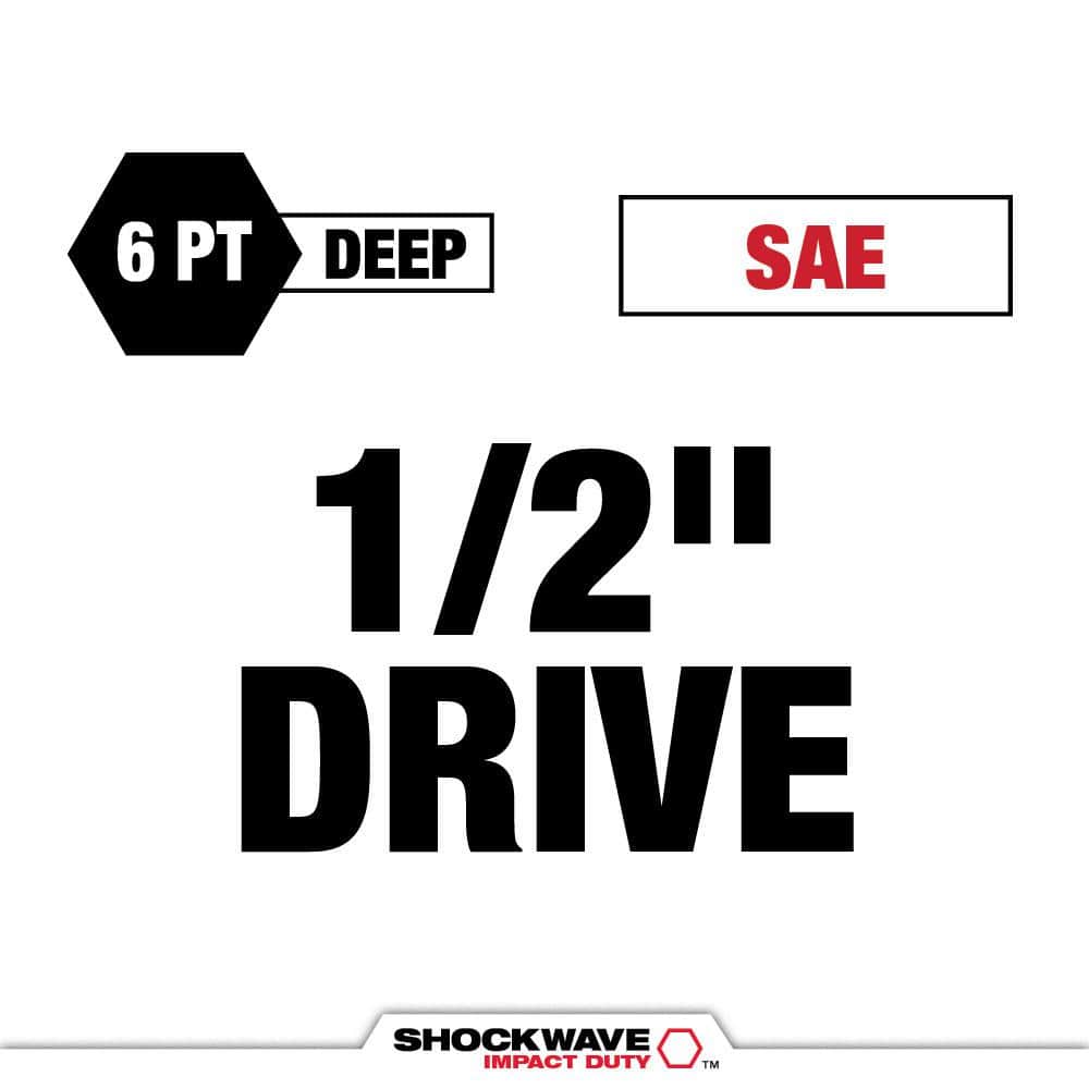 Milwaukee SHOCKWAVE Impact-Duty 1/2 in. Drive SAE Deep Well Impact PACKOUT Socket Set (15-Piece) 49-66-6802 Milwaukee SHOCKWAVE Impact-Duty 1/2 in. Drive SAE Deep Well Impact PACKOUT Socket Set (15-Piece) 49-66-6802
