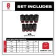 Milwaukee SHOCKWAVE 3/4 in. Drive SAE Deep Well Impact 6 Point Impact Socket Set (8-Piece) 49-66-7018