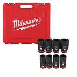 Milwaukee SHOCKWAVE 3/4 in. Drive Metric Deep Well 6 Point Impact Socket Set (8-Piece) 49-66-7020
