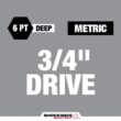 Milwaukee SHOCKWAVE 3/4 in. Drive Metric Deep Well 6 Point Impact Socket Set (8-Piece) 49-66-7020 Milwaukee SHOCKWAVE 3/4 in. Drive Metric Deep Well 6 Point Impact Socket Set (8-Piece) 49-66-7020