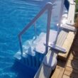 XtremepouwerUS 4-Step Above Ground Swimming Pool Ladder Step to Deck Mounted Step Ladder W/ Double Handle Rail Slip Prevent 48