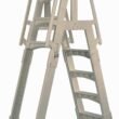 Vinyl Works SLA A-Frame 48-56 Inch Adjustable Above Ground Swimming Pool Ladder Entry System, Taupe Vinyl Works SLA A-Frame 48-56 Inch Adjustable Above Ground Swimming Pool Ladder Entry System with Slide Lock Barrier and Handrails, Taupe