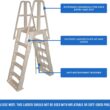 Vinyl Works SLA A-Frame 48-56 Inch Adjustable Above Ground Swimming Pool Ladder Entry System, Taupe Vinyl Works SLA A-Frame 48-56 Inch Adjustable Above Ground Swimming Pool Ladder Entry System with Slide Lock Barrier and Handrails, Taupe