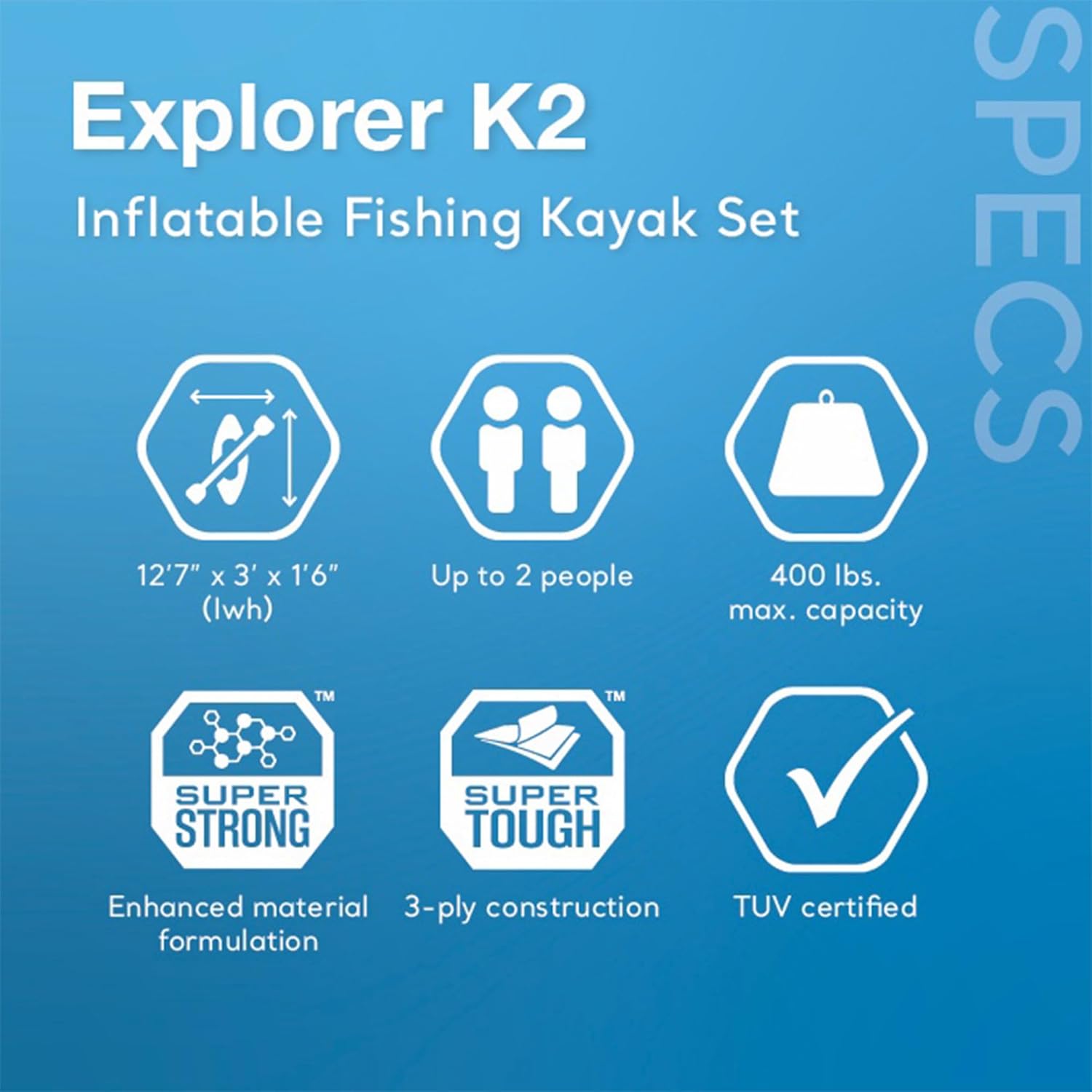 Intex 68309EP Excursion Pro K2 Inflatable Kayak Set: Includes Deluxe 86in Kayak Paddles and High-Output Pump Intex 68309EP Excursion Pro K2 Inflatable Kayak Set: Includes Deluxe 86in Kayak Paddles and High-Output Pump – SuperTough PVC – Adjustable Bucket Seat – 2-Person – 400lb Weight Capacity