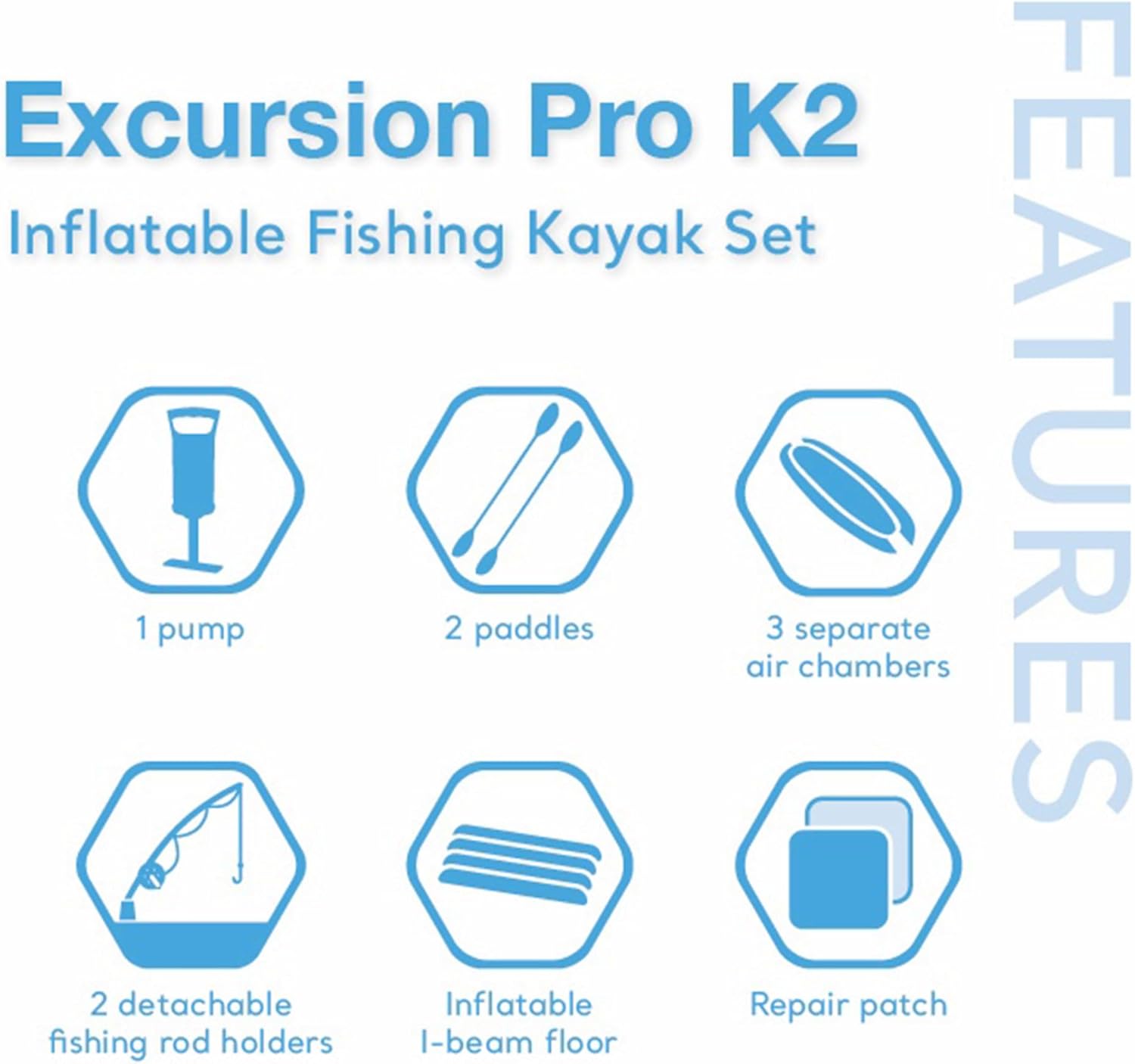 Intex 68309EP Excursion Pro K2 Inflatable Kayak Set: Includes Deluxe 86in Kayak Paddles and High-Output Pump Intex 68309EP Excursion Pro K2 Inflatable Kayak Set: Includes Deluxe 86in Kayak Paddles and High-Output Pump – SuperTough PVC – Adjustable Bucket Seat – 2-Person – 400lb Weight Capacity