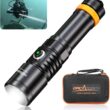ORCATORCH D710 Scuba Diving Light, 3000 Lumens Super Bright Underwater Flashlight with 6 Degrees Narrow Beam, IP68 Waterproof Night Dive Torch 150 Meters Submersible Light (Black)
