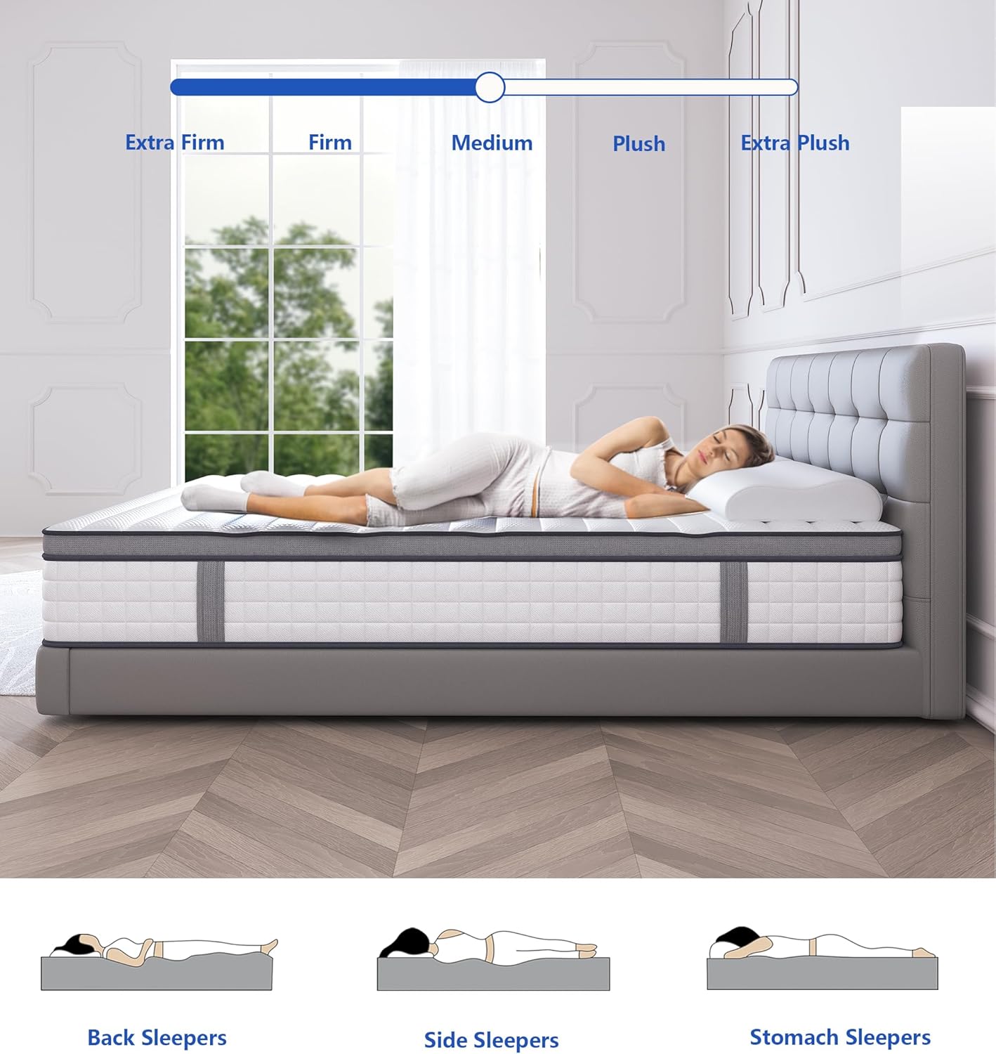 Elitspace Queen Mattresses, 10 Inch Queen Size Mattress, Medium Firm Feel Memory Foam & Individual Pocket Springs Queen Mattresses, 10 Inch Queen Size Mattress, Medium Firm Feel Memory Foam & Individual Pocket Springs, Pressure Relief & Support, Hybrid Mattress in a Box, CertiPUR-US Certified