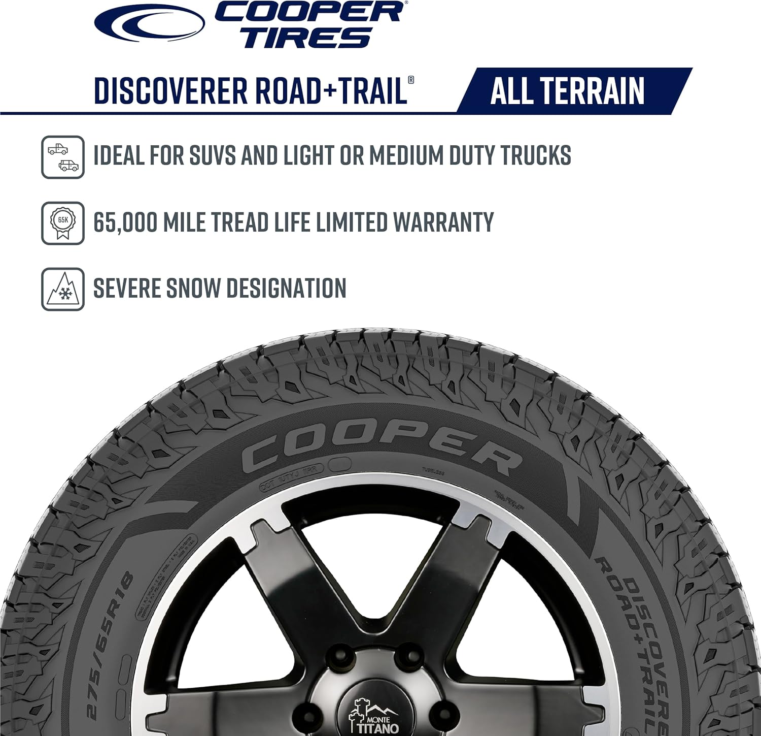 Cooper Discoverer Road and Trail AT All-Terrain Tire, 265/75R16 SL 116T, Set of 1 Cooper Discoverer Road and Trail AT All-Terrain Tire, 265/75R16 SL 116T, Set of 1