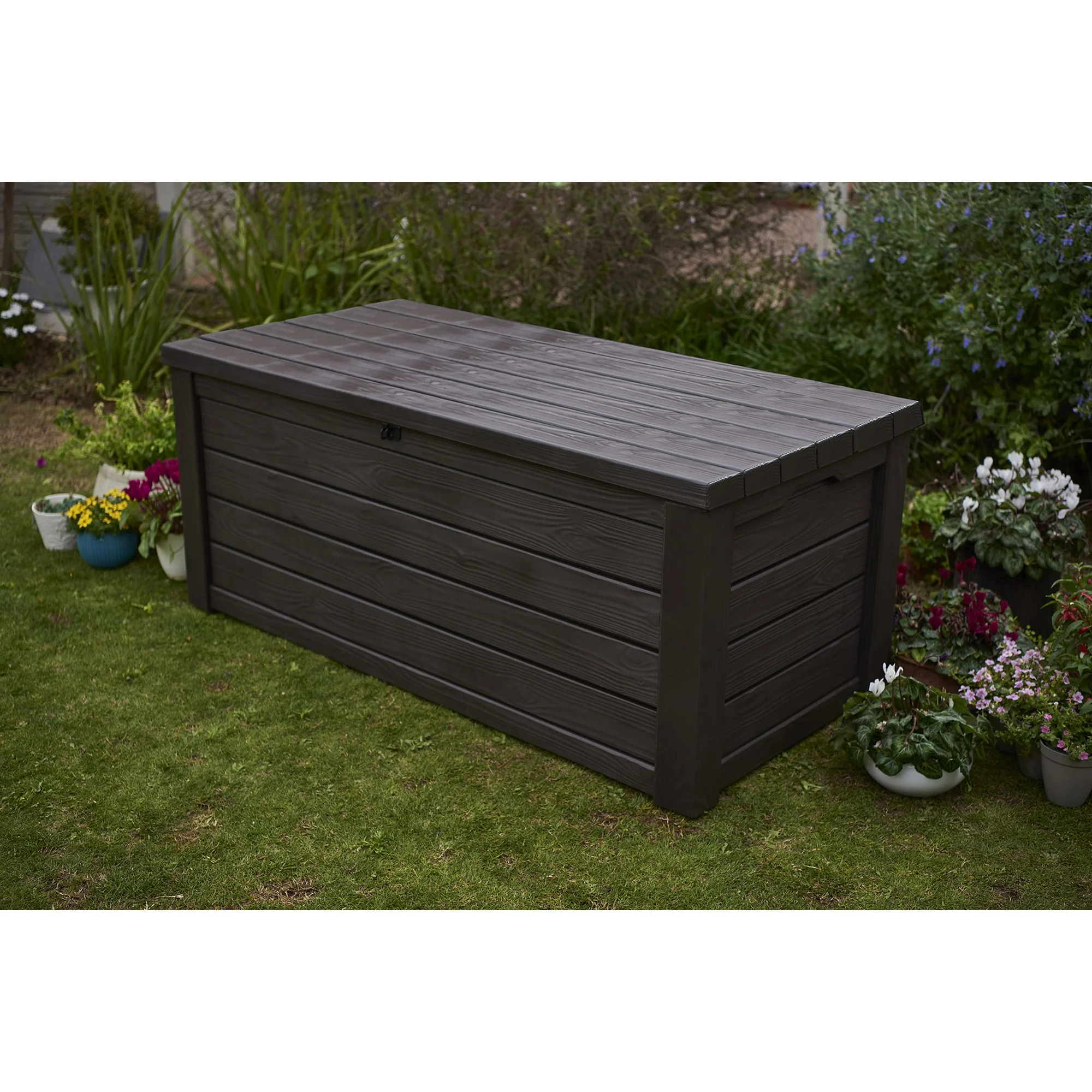 Keter Eastwood 150 Gallon Durable Resin Outdoor Storage and Organization Deck Box For Patio Furniture and Supplies, Brown Keter Eastwood 150 Gallon Durable Resin Outdoor Storage and Organization Deck Box For Patio Furniture and Supplies, Brown - Image 5