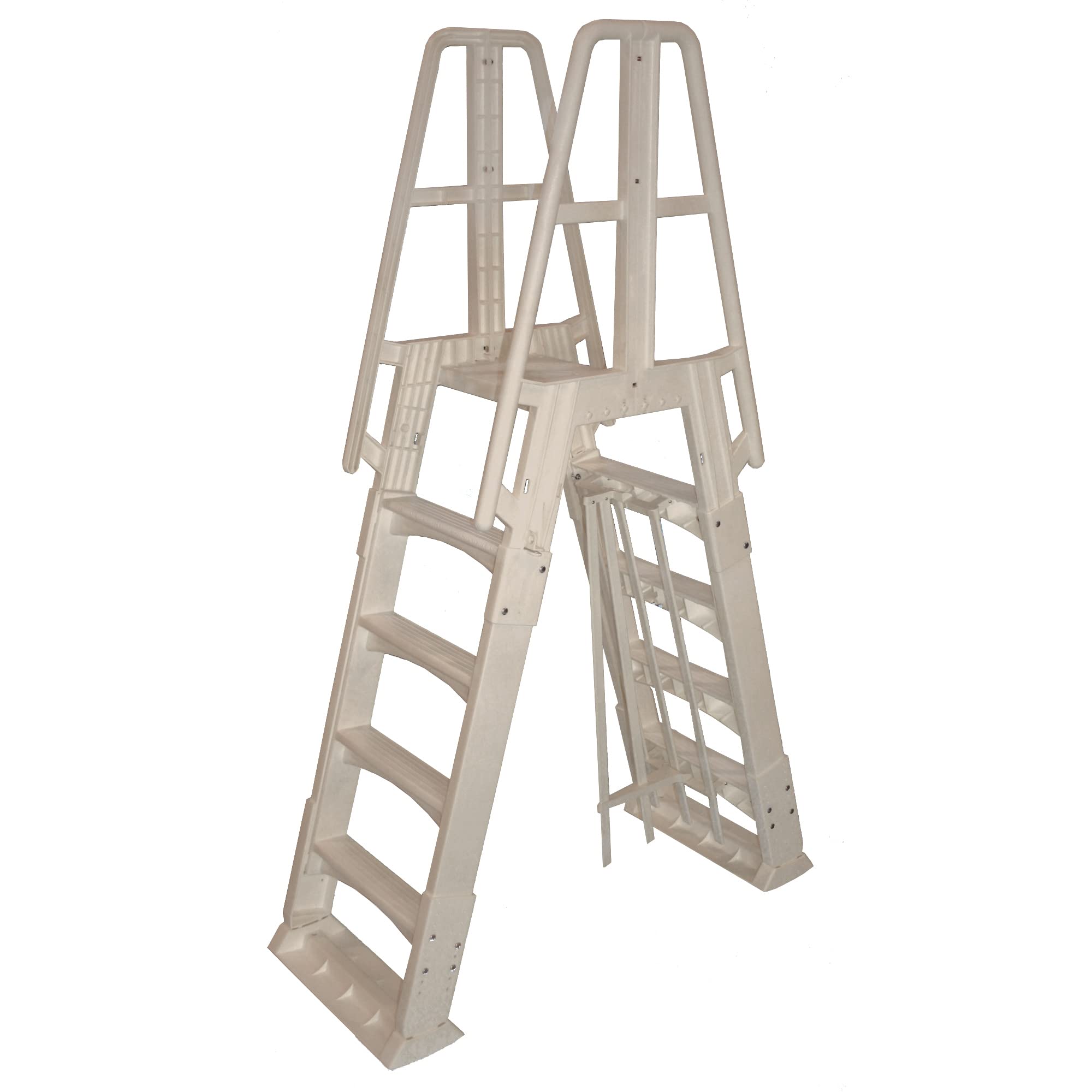 Vinyl Works SLA A-Frame 48-56 Inch Adjustable Above Ground Swimming Pool Ladder Entry System, Taupe Vinyl Works SLA A-Frame 48-56 Inch Adjustable Above Ground Swimming Pool Ladder Entry System, Taupe