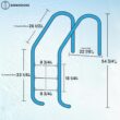 Poolzilla Three Tread Stainless Steel Pool Ladder Entry and Exit System for In-Ground Salt Water Swimming Pools