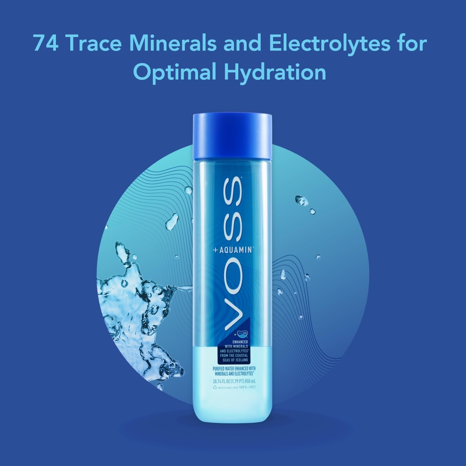 VOSS+ Aquamin Enhanced Water - Pack of 12 Bottles, 850ml Each - Purified Hydrating Water - 74 Trace Minerals & Electrolytes VOSS+ Aquamin Enhanced Water - Pack of 12 Bottles, 850ml Each - Purified Hydrating Water - 74 Trace Minerals & Electrolytes - Image 4