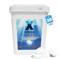 Xtremeclear 3" Chlorine Tablets Bucket, 3-inch Individually Wrapped, 25 lbs Chlorinating Tabs for Swimming Pools