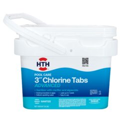 HTH 42055W Pool Care 3" Chlorine Tabs Advanced, Individually Wrapped Tablets - Swimming Pool Sanitizer with Clarifier & Algaecide, 25 lbs