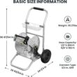 Giraffe Tools Garden Hose Reel Cart with Wheels, Stainless Steel Heavy Duty Water Hose Reel Cart, 200 ft of 1/2 Capacity