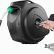 Retractable Garden Hose Reel, 100Ft x 5/8" Durable Wall Mounted Water Hose Reel with 180° Swivel Bracket